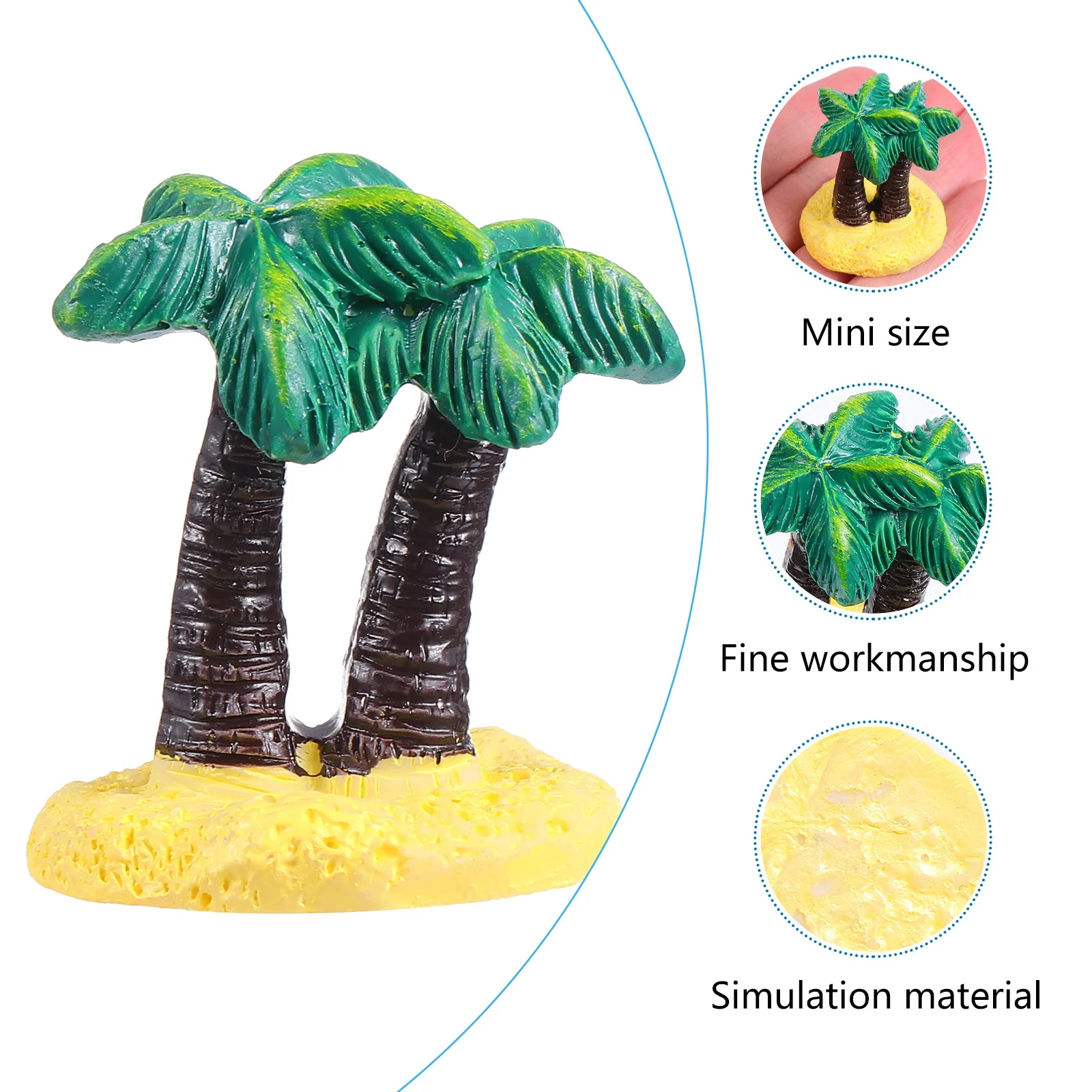 

4Pcs Coconut Tree Resin Crafts Durable Decorative Desktop Ornaments Creative DIY Home Decoration Vivid Realistic Statues