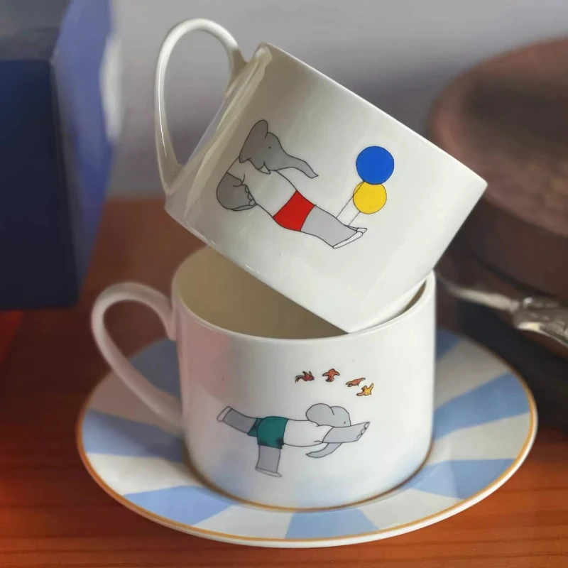 

High end French ceramic cup and dish set, bone china, afternoon tea, milk, coffee, water cup, couple's cup, Valentine's Day gift