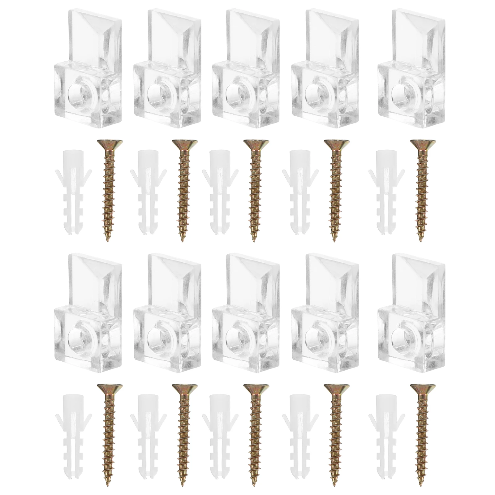 20 Pcs Glass Clamps Fixing Clips Plastic Mirror Brackets for Cabinet Bathroom Display Easy Install Screws Included