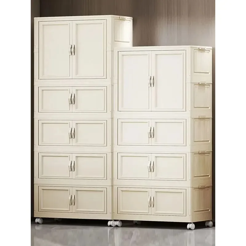 Foldable Children's Wardrobe Easy-to-Assemble Storage Cabinet for Home Living Room & Bedroom Simple Closet System No-Install