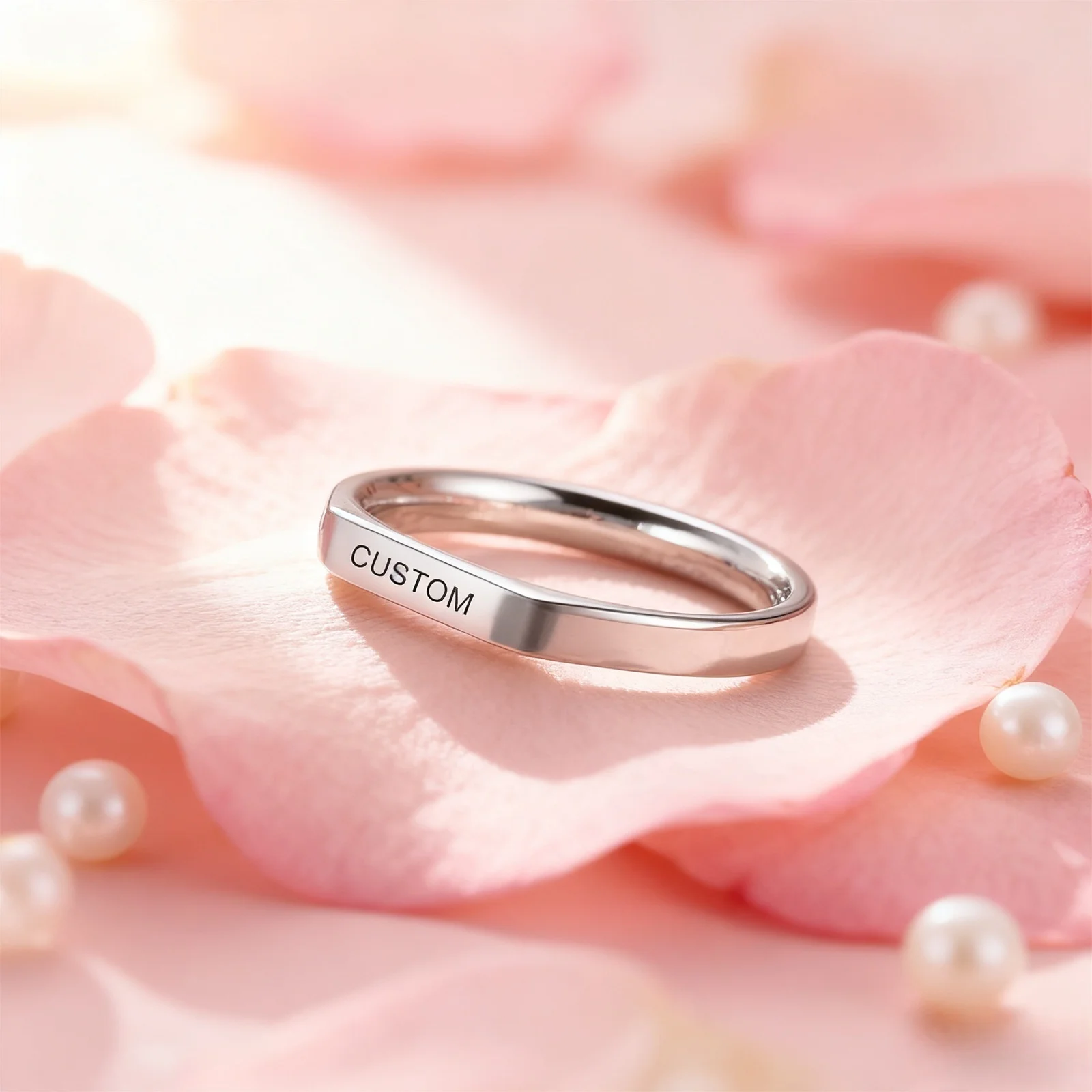 تخصيص اسم التاريخ الدائري الفولاذ المقاوم للصدأ خاتم مسطح بسيط شخصية مخصصة اسم زوجين خاتم عاشق هدية
