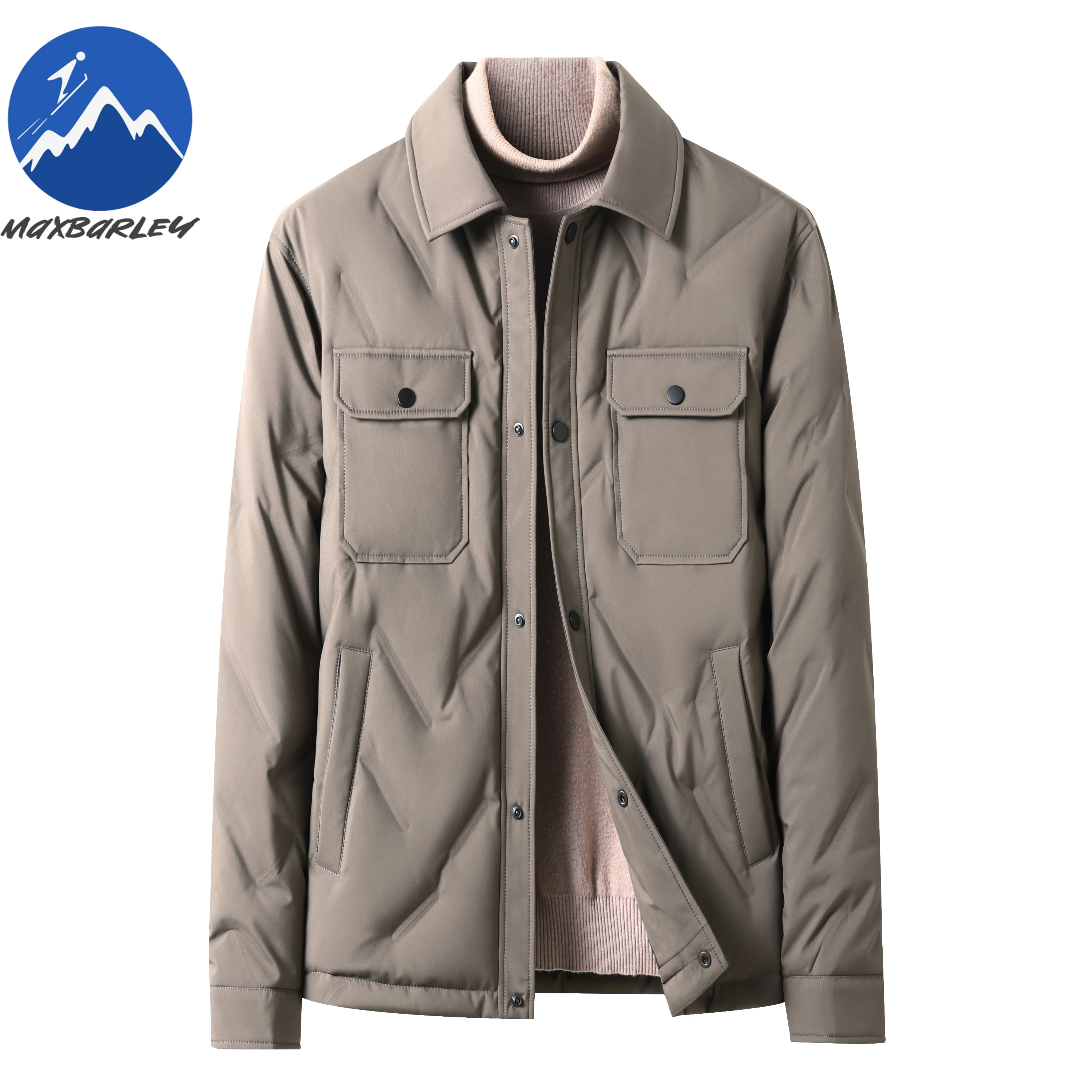 COMXZ 2025 Luxury Men Down Jacket Winter British Retro Soft Lightweight White Duck Down Coat Casual Single-breasted Puffer Parka