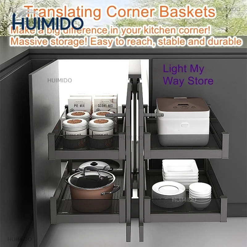 Drawer type large capacity storage cabinet corner pull-out corner small monster kitchen seasoning dish basket