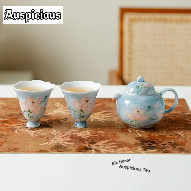 Hand-painted Magnolia Tea Set Complete Set Luxury Tea Ceremony Set Teapot And Tea Cup Set Chinese Tea Set Accessories Collection
