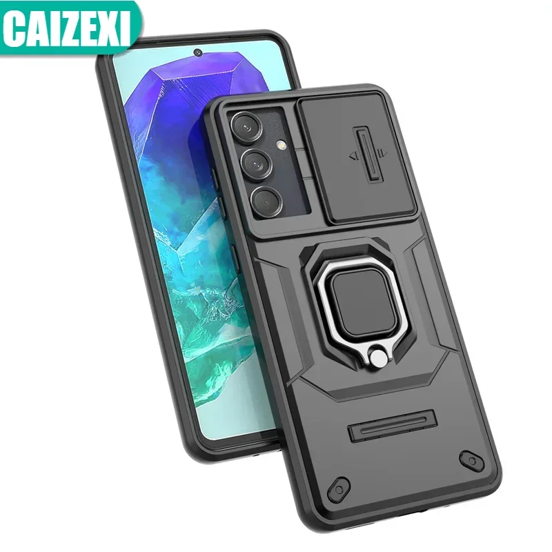 For Samsung Galaxy M55 5G Case SM-M556B Armor Shockproof Case For Samsung M55 M 55 Ring Holder Slide Lens Protection Cover