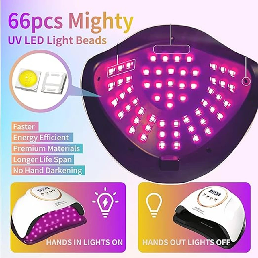 Max UV 66 LEDs Lamp For Nail Dryer Manicure Nail Drying Lamp 66LEDS UV Gel Varnish With LCD Display UV Lamp For Manicure Salon