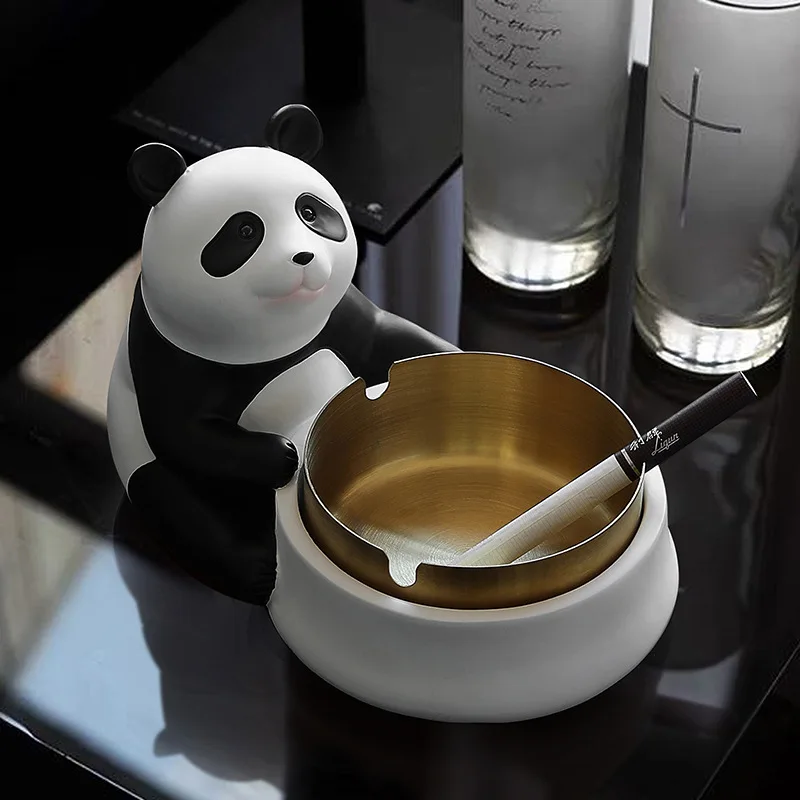 Creative panda peripheral ashtray ornaments, personalized home desktop decorations, office light luxury
