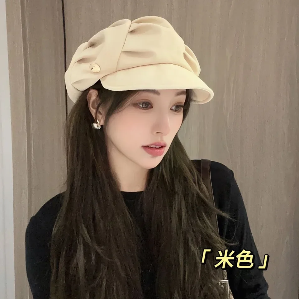 

New Cloud Beret Hat for Women Japanese Style Small Face Octagon Cap, Korean Version Painter Hat, Casual Spring Autumn Fashion
