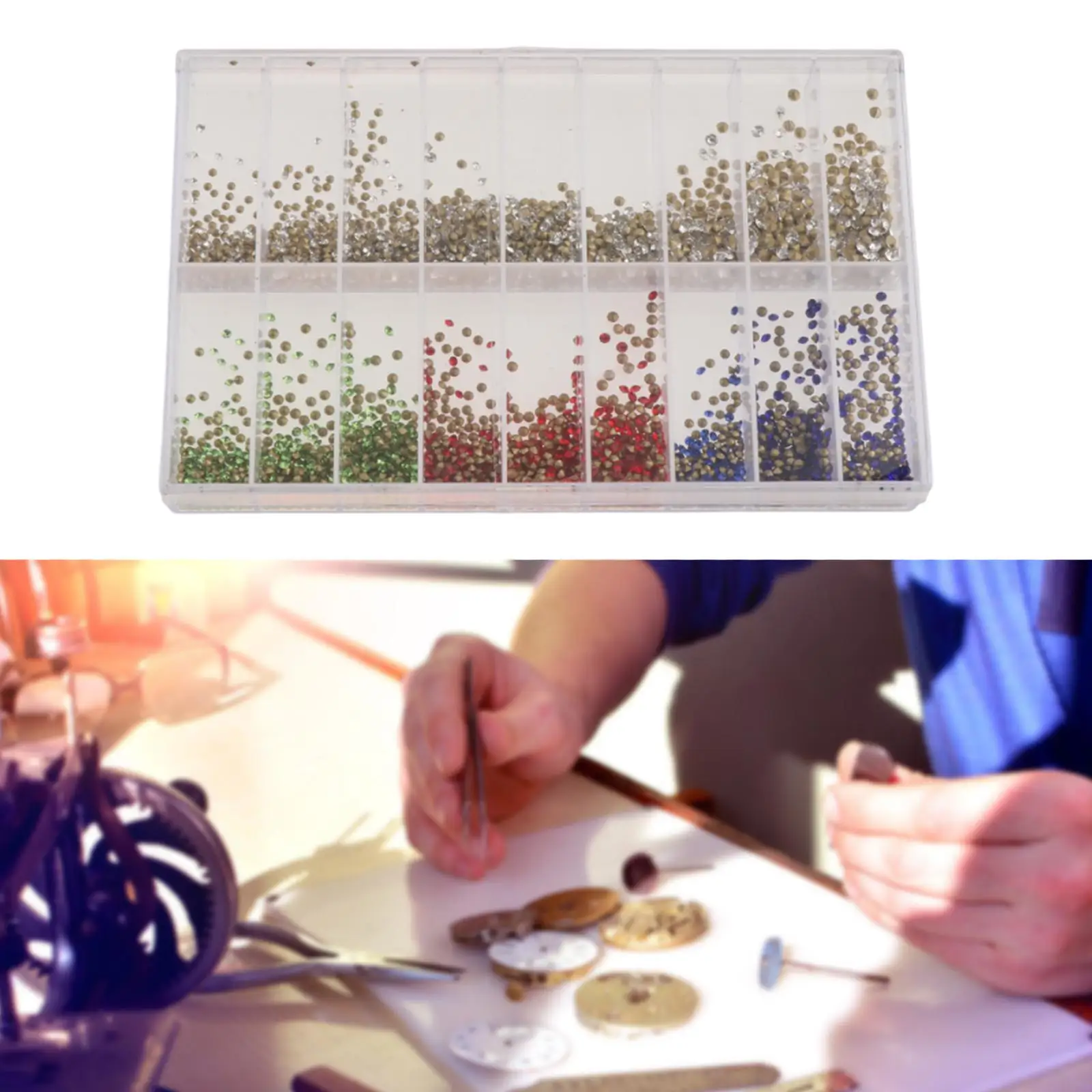 Watch Part Rhinestone with Storage Box Portable Watch Decoration Rhinestone