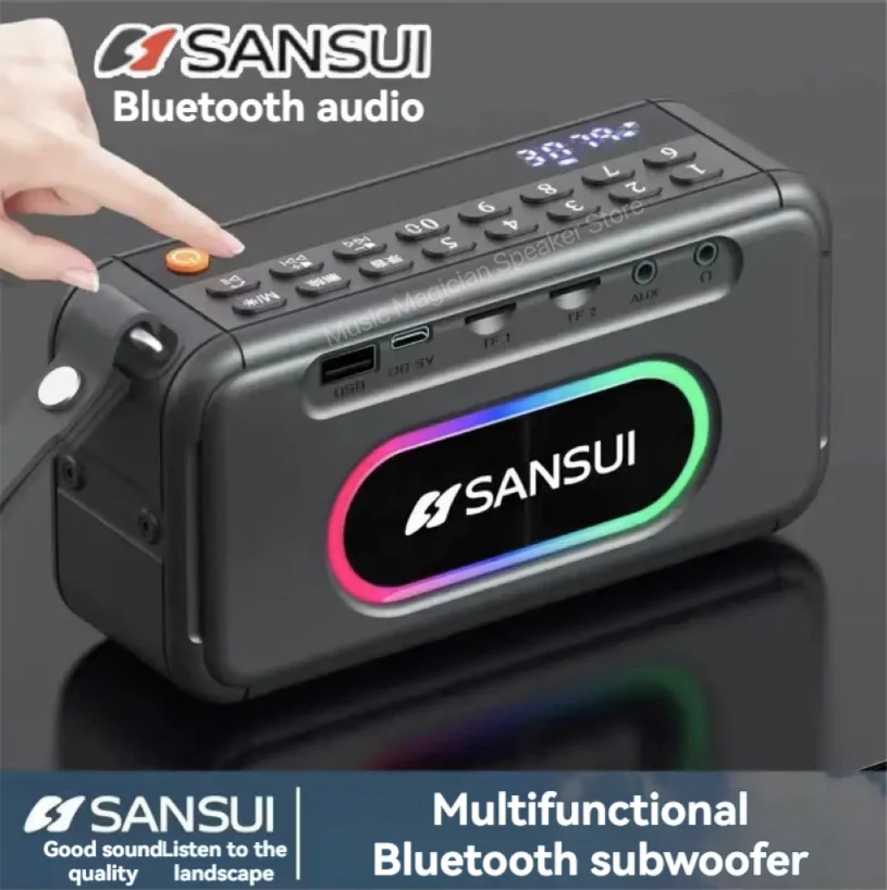 Imagem -02 - Sansui-alto-falante Bluetooth sem Fio Rádio Retro Mini Walkman Plug-in Leitor de Música Subwoofer Estéreo Portátil F30 Inserir Cartão Novo