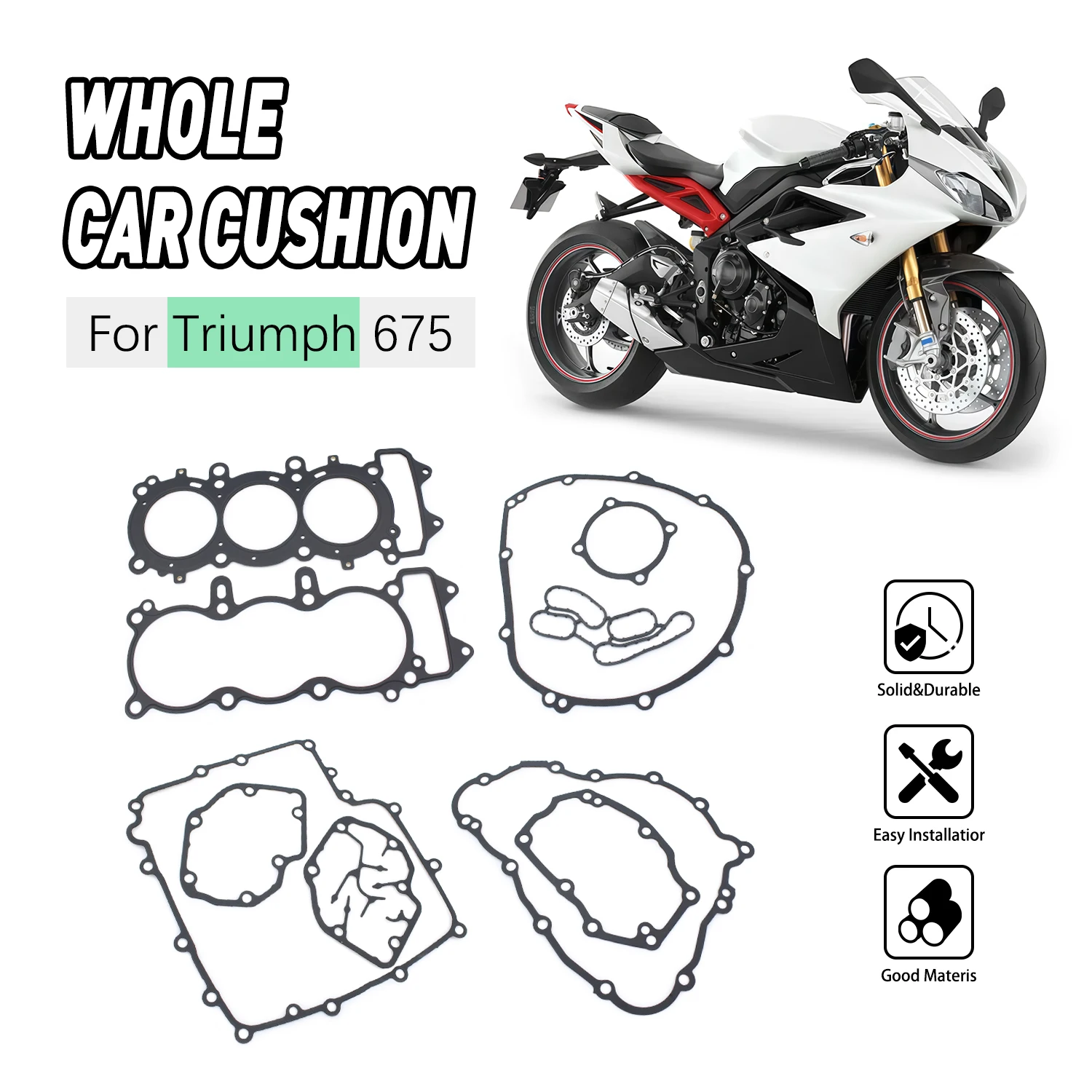 

Motorcycle Cylinder Crankcase Generator Clutch Cover Oil Pan Gasket For Triumph 675