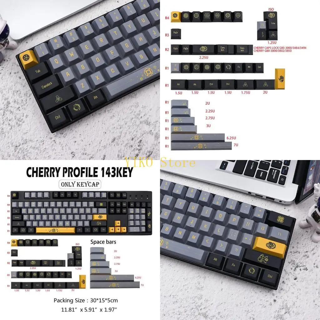 

K32C Замена набора колпачков для клавиш, 143 шт. ПБТ термосублимации для механических клавиш