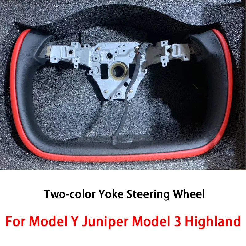

Yoke Steering Wheel for Tesla Model Y Juniper 2025 Model 3 Highland 2024 2025 Nappa Leather Steering Wheel With Heating