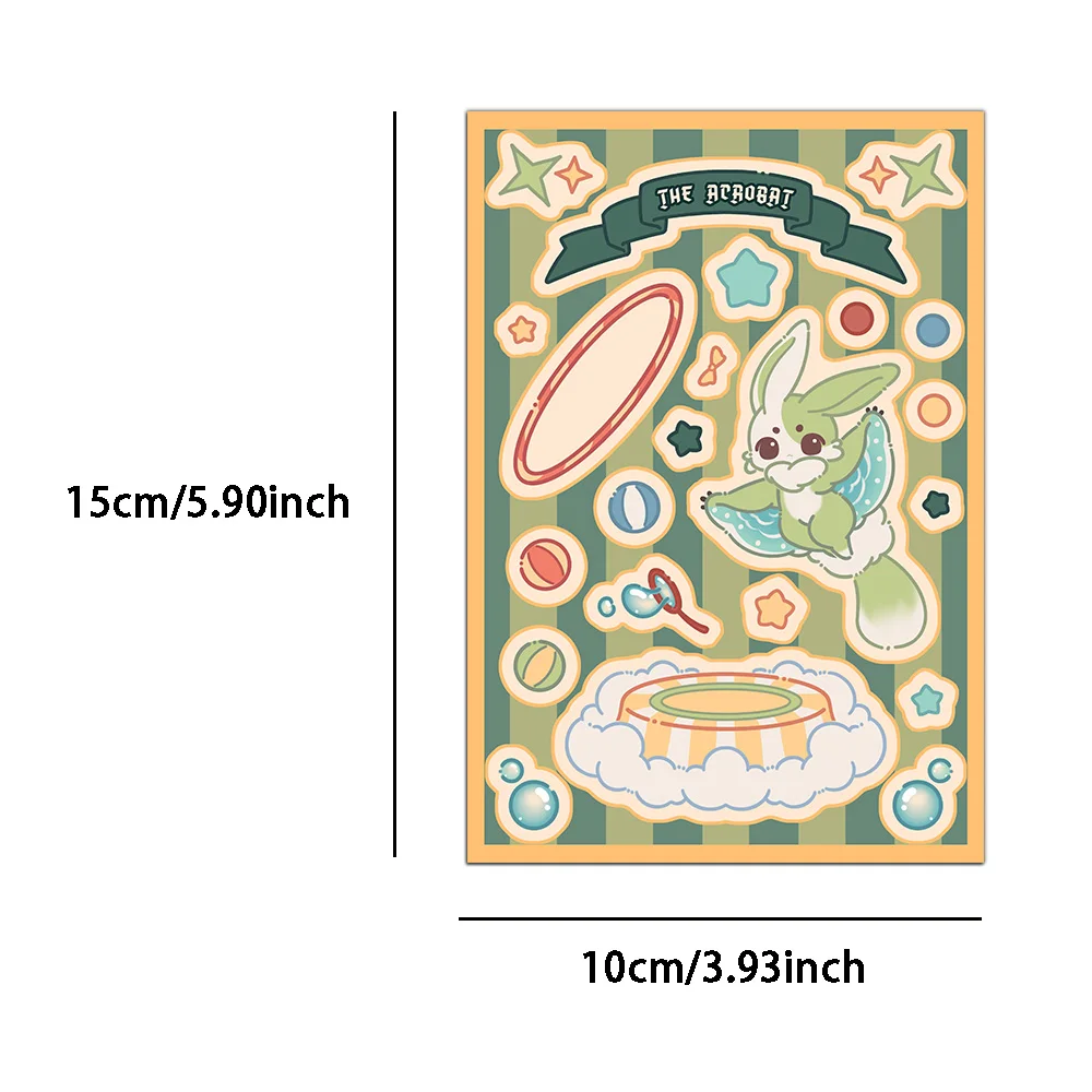 8PCS Creative Circus Retro Theme Material Notebook Phone Case Computer Skateboard Sticker