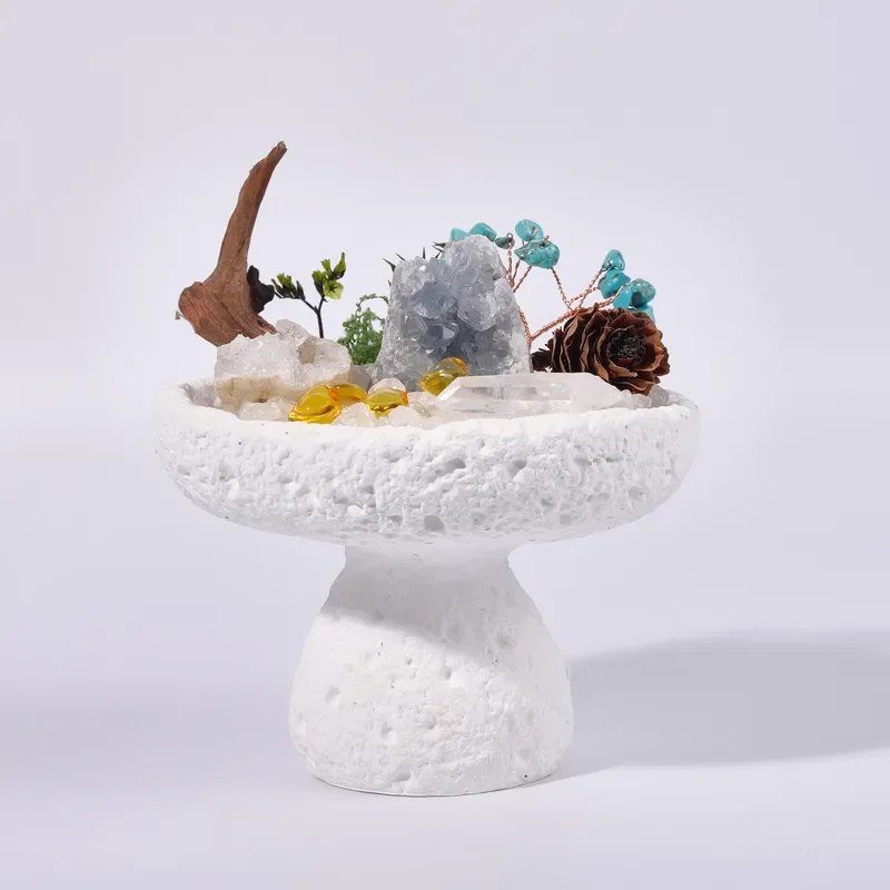 Natural crystal bonsai lapis lazuli agate crystal hole differentiation wood with office desktop ornament Qixi Festival DIY