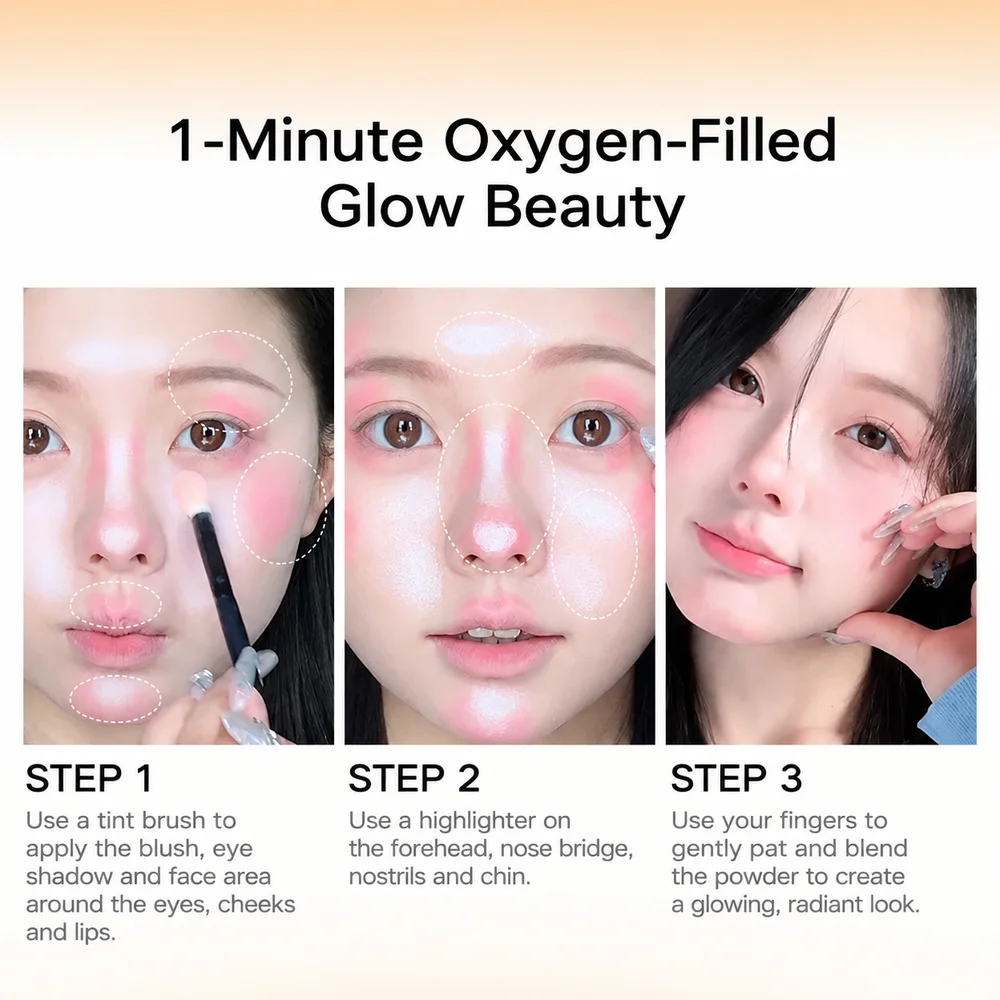 1Pcs 4 Color Blush Powder Cream Palette Pink Peach Expanding Color Highlighter Palette Matte Finish Color Brightening
