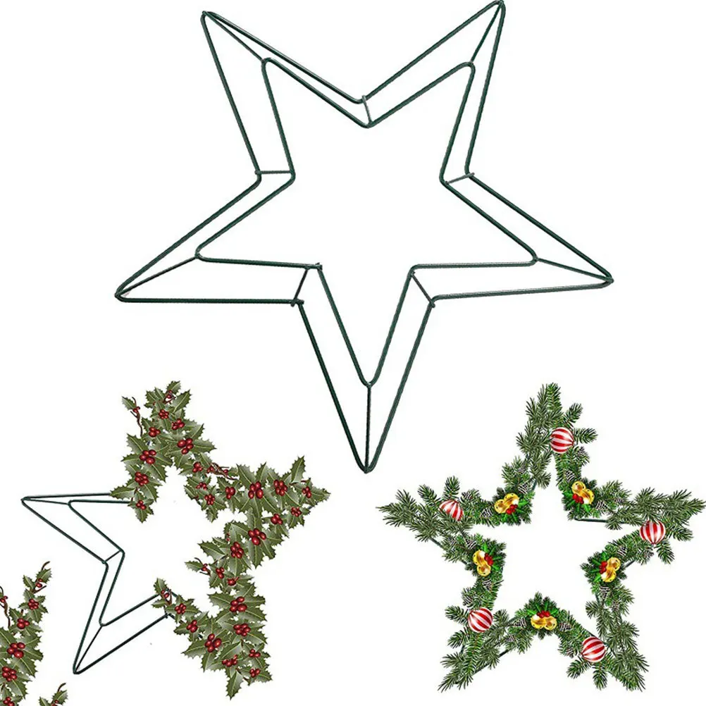 

1Pcs Iron Wreath Frame Five-Pointed Star Shaped Sturdy DIY Wreath Making Ring for Christmas Festival Garland Metal Frame