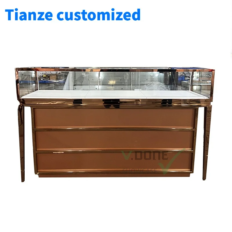 [Customized]Factory sales modern jewelry shop cabinets display counter showcases glass display jewelry store design