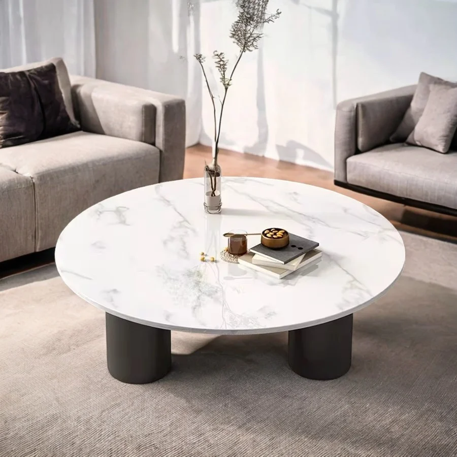 Italian Design Coffee Table Dining Aesthetic Marble White Glass Transparent Side Table Dining Gloss Stolik Kawowy Furniture