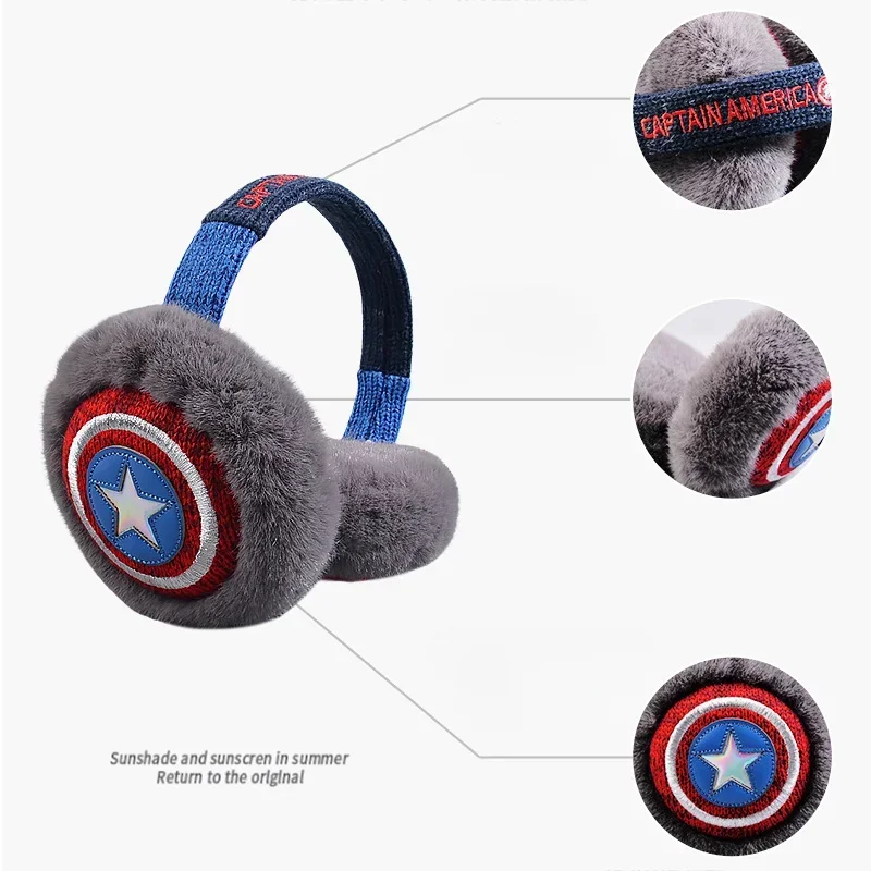 Marvel Movie Avengers Iron Man Spider-Man Captain America Creative Earmuff Cartoon Winter Warm Outdoor Anti-freeze Earmuffs