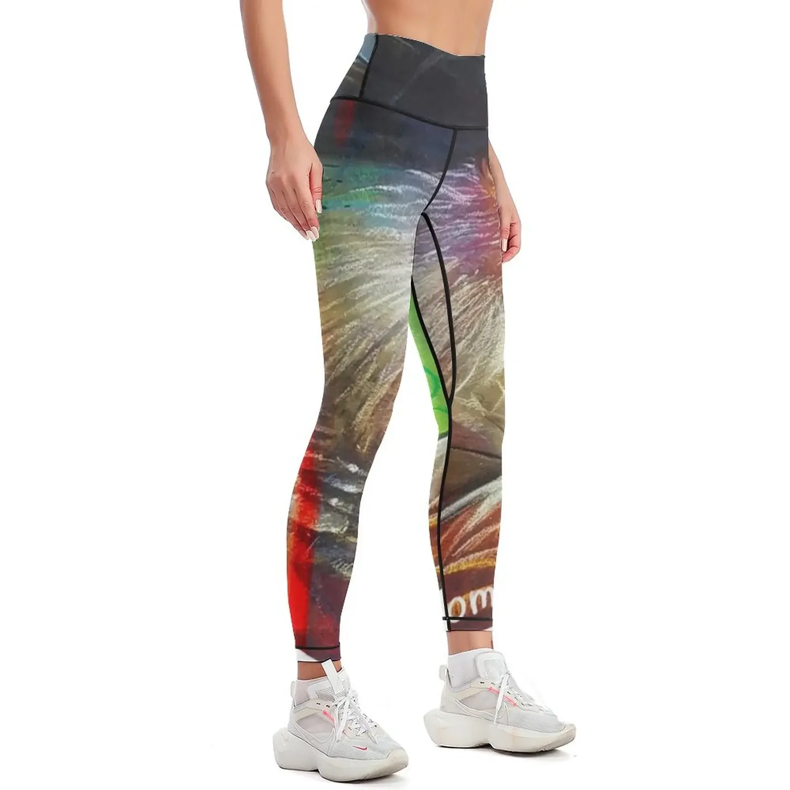 Crested Caracara Chalk Art Sticker Leggings for girls Women's high waist Fitness woman Womens Leggings