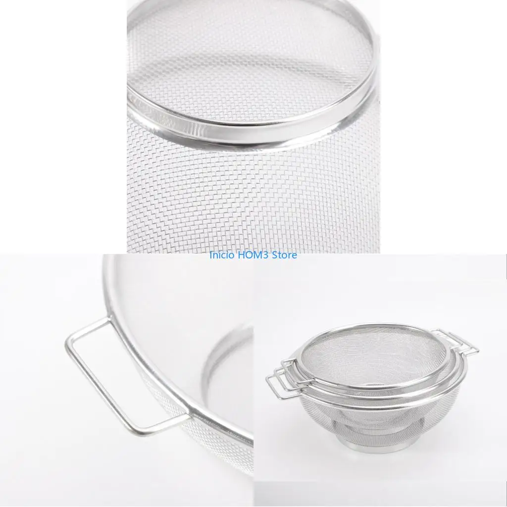 A5YD Kitchen Mesh Colander Stainless Double Handle Strainer Basket For Boiling Frying And Kitchen Tasks