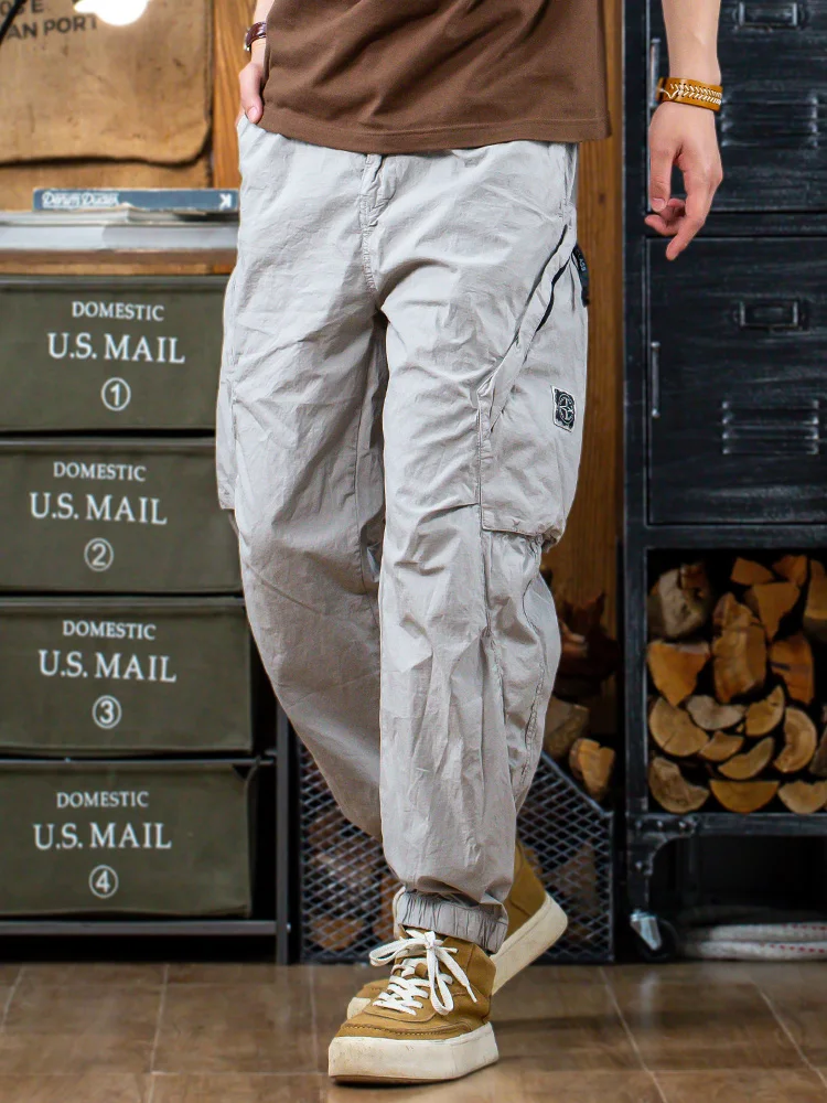 

Американские рабочие брюки в стиле ретро, мужские тонкие длинные брюки десантника, летние свободные повседневные брюки с манжетами