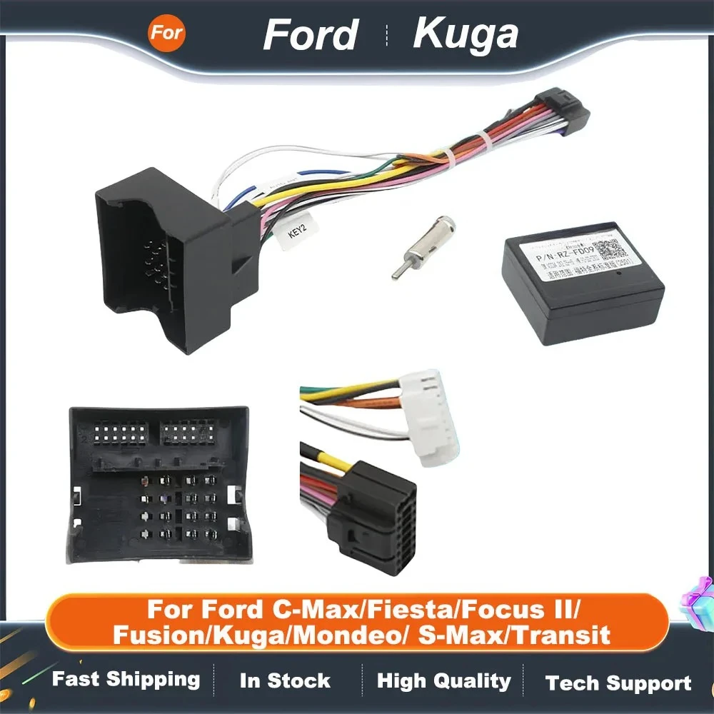 For Ford C-Max/Fiesta/Focus II/ Fusion/Kuga/Mondeo/ S-Max/Transit Android 2 Din GPS Receiver 16 Pin Wiring Harness CANBus