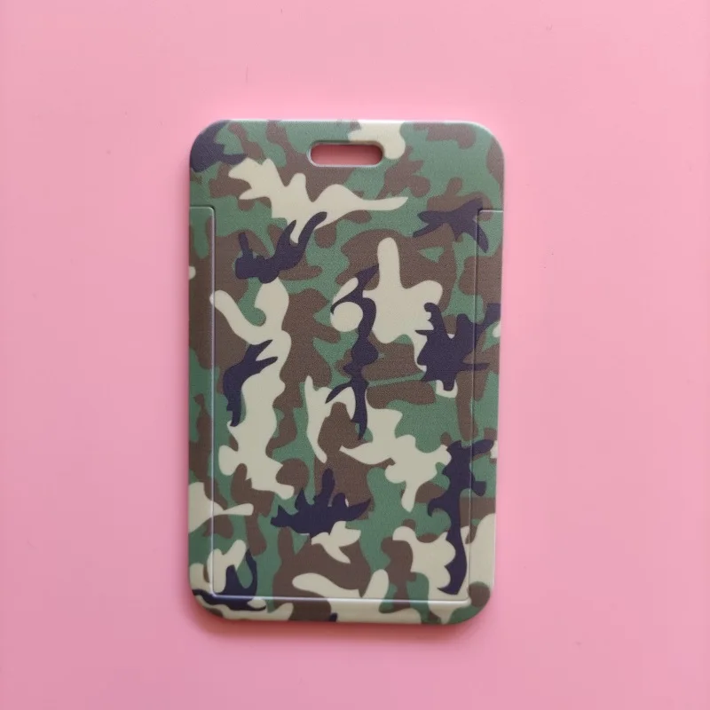 Tarjeta de nombre de camuflaje a la moda, tarjeta de campus para estudiantes, bolsa colgante para el cuello, tarjetero, cordón, funda para tarjeta de identificación, envío directo