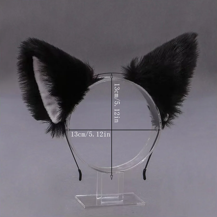 Lolita-Diadema de piel sintética con orejas de zorro y gato para mujer, diadema esponjosa de Anime para Halloween, accesorios para el cabello