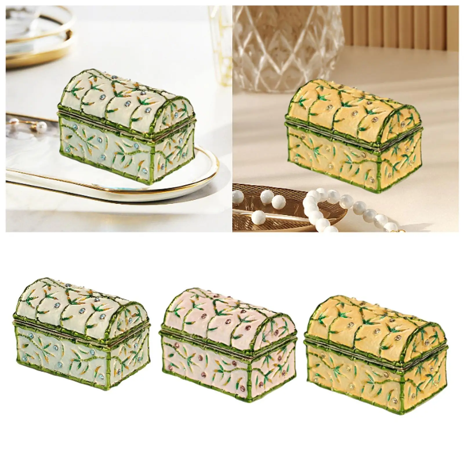

Enamel Hinged Jewelry Box Keepsake Gift Box for Earrings Rings Necklace
