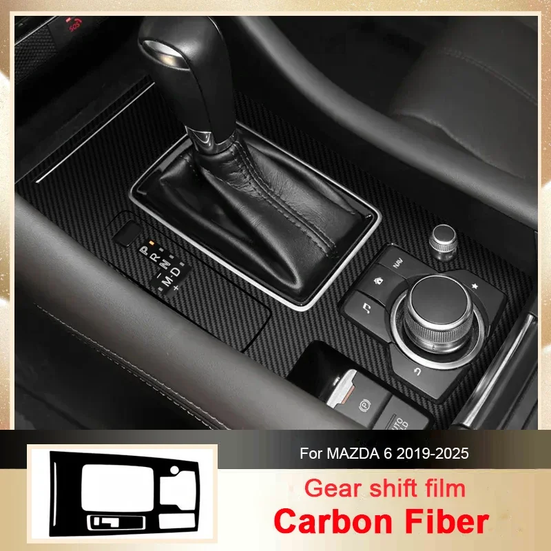 

For MAZDA 6 2019-2025 LHD Car Carbon Interior Sticker Auto Window Lifting Panel Decal Gear Door Protective Film Accessory