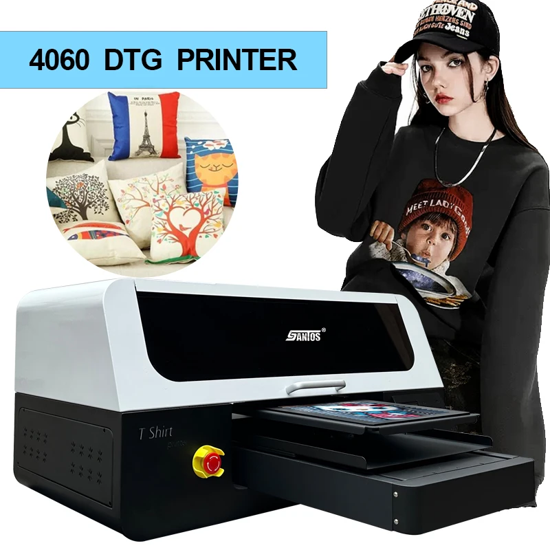 DTG Printer A3 4060 Model Digital Printer for T-shirt Hoodie Sweaters Quilt Cover Printing with 2 XP600 Heads Factory Wholesale