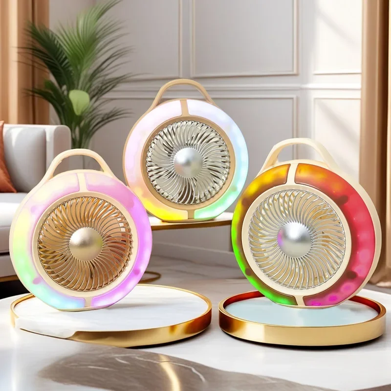 

Портативные ручные вентиляторы USB-вентилятор для зарядки Настольный студенческий офис Лето Открытый скалолазание Рыбалка Мини-вентиляторы Ночные огни 17,5 см