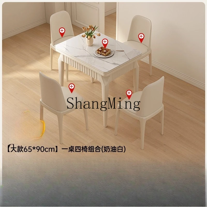 

DHY solid wood rock slab folding dining table dining chair combination household small apartment modern