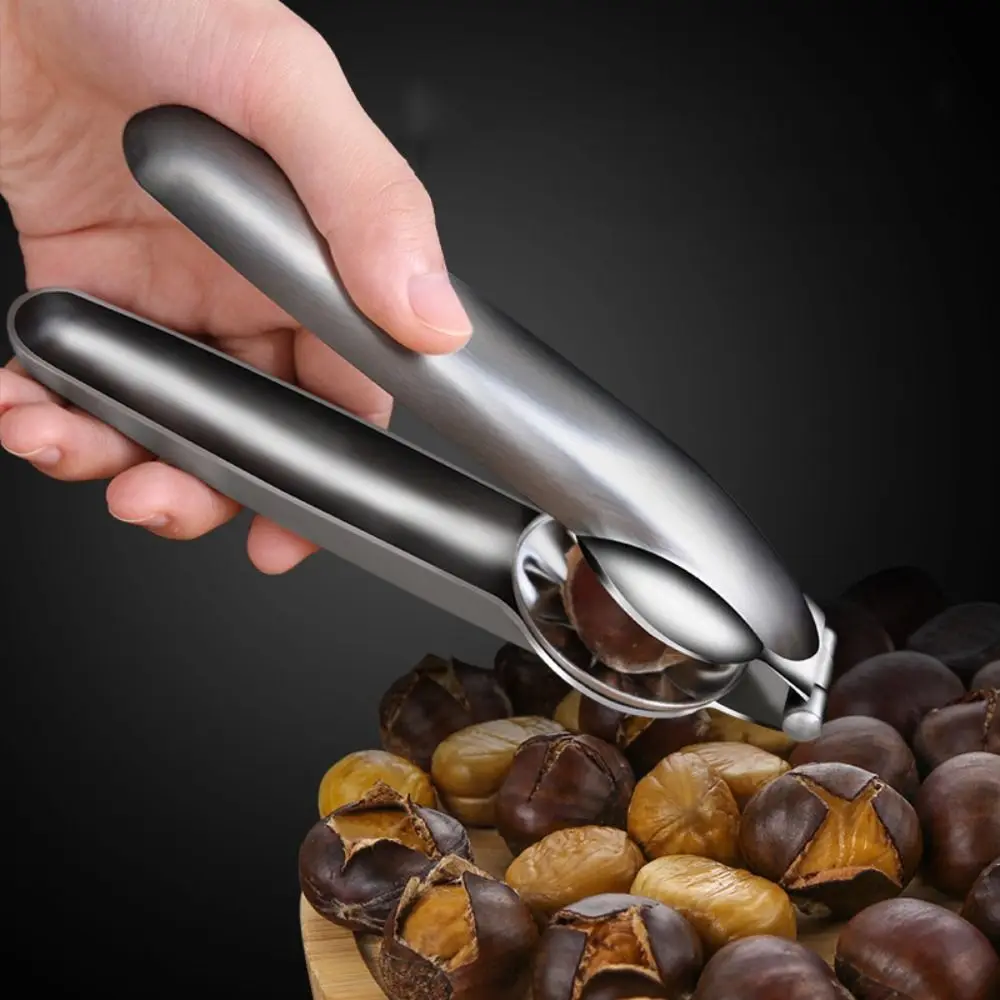

2 in 1 Stainless Steel Chestnut Sheller Cross Sawtooth Efficient Walnut Plier Labor-saving Anti-slip Grooves Nutcracker Cooking