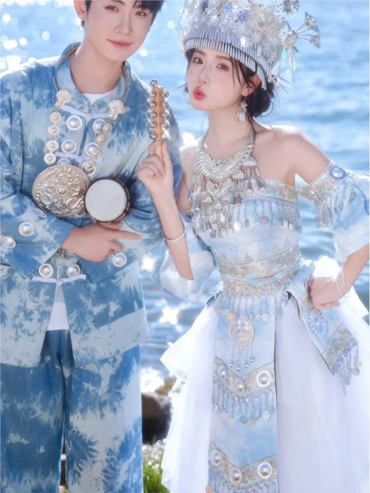 New batik ethnic costumes exotic clothing travel photography art photo and performance sets