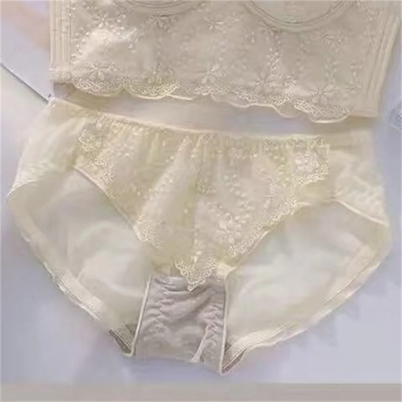 Lace Brassiere Bras and Panty Sets for Women Push Up Sexy Embroidery Lingerie Set Y2k Tops Underwear Bralette Mujer Lenceria