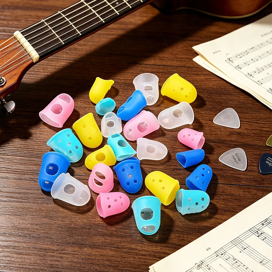10/20/30PCS Finger Tip Covers Random Mix Color Size Finger Protectors Silicone Cover Guitar Bass Practice Use Fingers Guards ZYF
