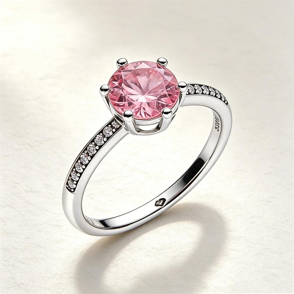 Women's 925 Silver Pink Blue Butterfly Love Ring