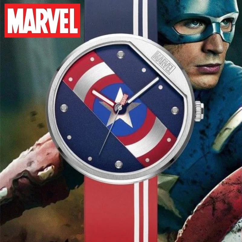 Marvel For Mens Watches Avengers Captain America Shell Cartoon Antique Clock Male New Watch Quartz WristWatch Relogio Masculino