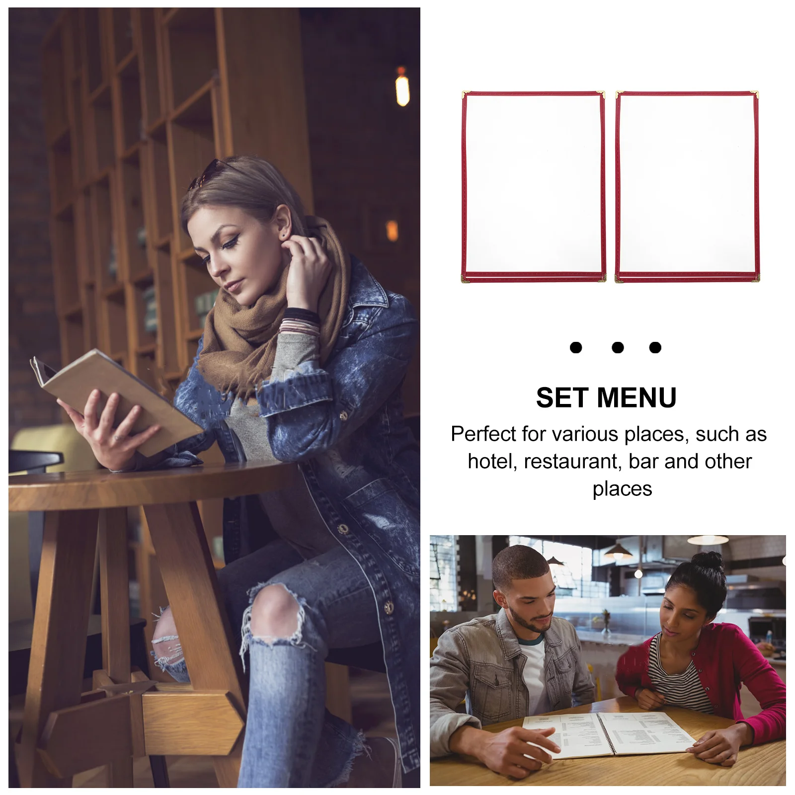 2 قطعة غطاء القائمة بولي كلوريد الفينيل حامل شفاف لمطعم فندق بار مقهى دائم مقاوم للماء وصفة حامي قائمة الأسعار