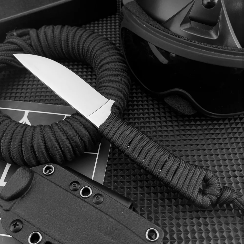 

С ножом K, черная противоскользящая ручка, нож с фиксированным лезвием, EDC нож для фруктов, кухонный нож, тактический щебот, спасательный многофункциональный инструмент