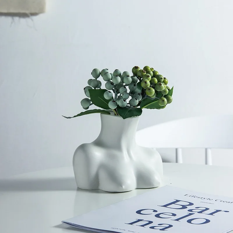 Creative Human Body Shaped Ceramic Vase Art Flower Vase Living Room Floral Container Home Decor Ornament