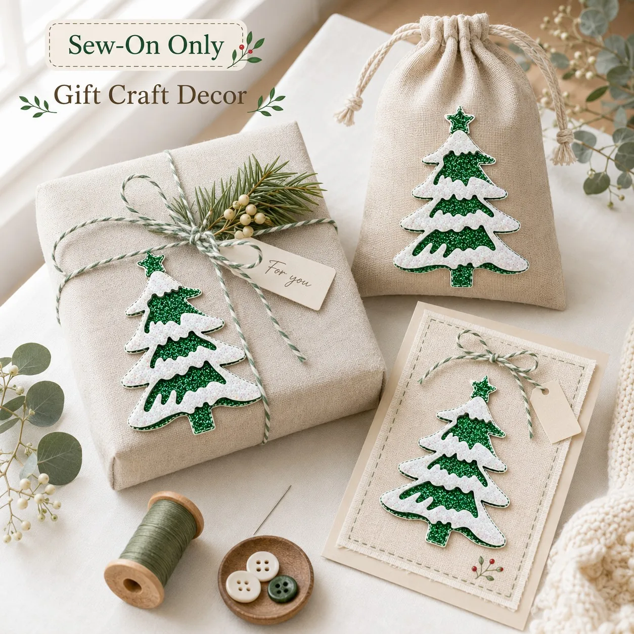 Christmas Tree Powder Sprinkle Nonwoven Fabric Decals DIY Decor