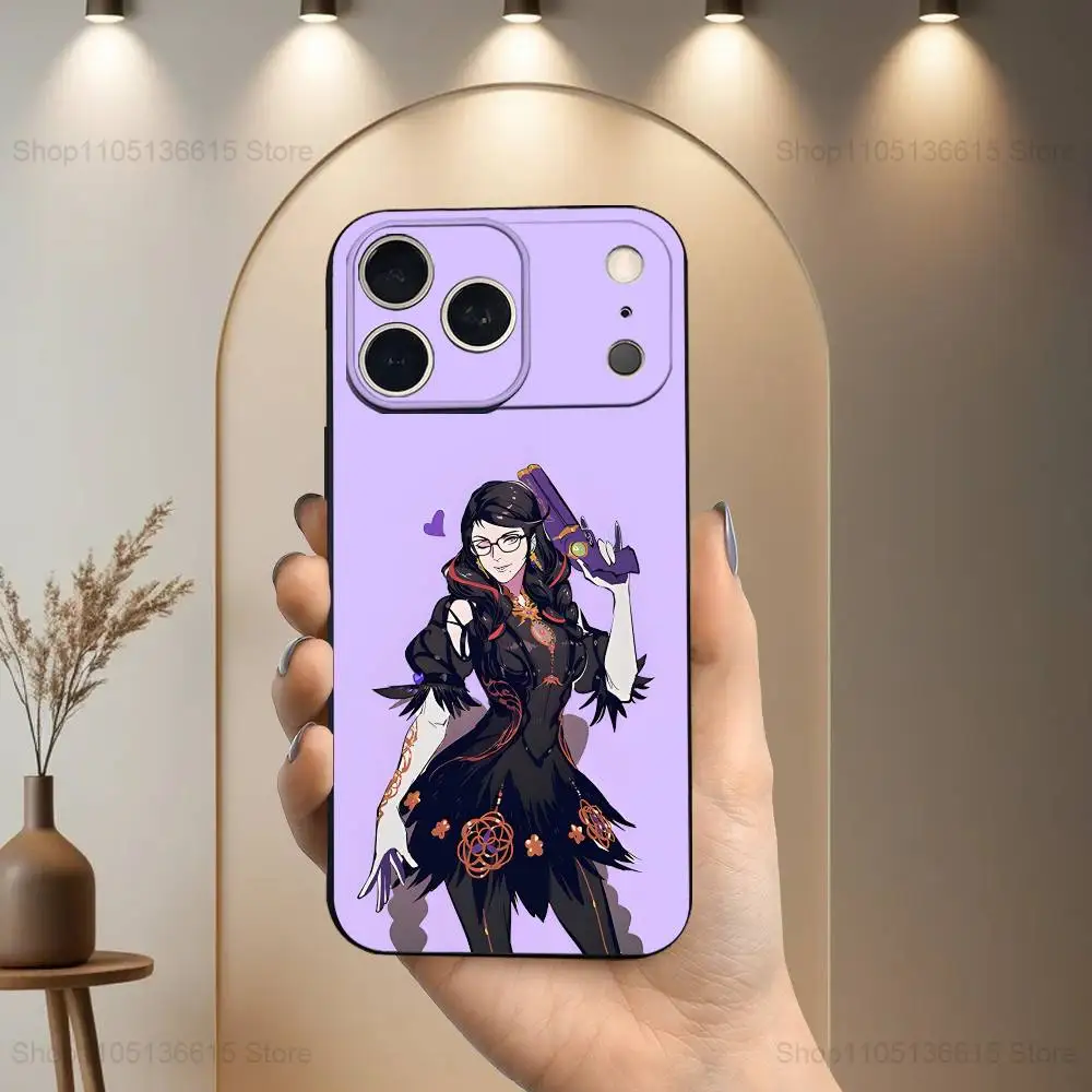 Gioco B-BAYONETTA-ES Custodia fantastica per iPhone 17,16,15,14,13,12,11 Air,Plus,Pro Max, XS,X,XR,SE,Mini,8,7, Cover morbida in silicone nero