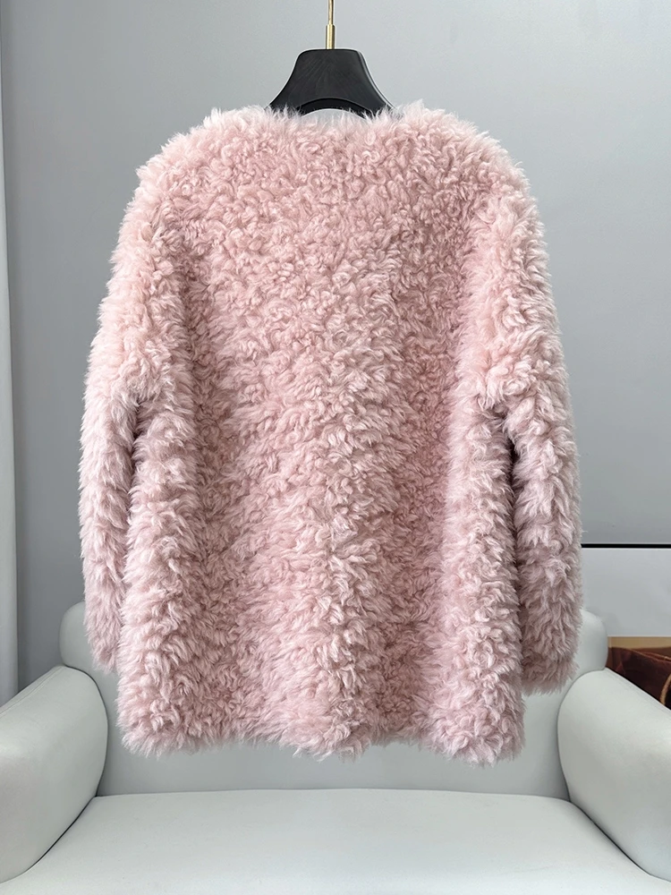 PUDI Winter Warm Genuine Sheep Shearing New Design Coat Fashion Elegant Soft Jacket CT338