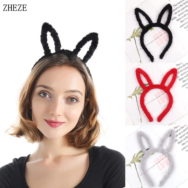 1pc Cute Plush Hair Hoop for Washing Face Skincare Kawaii  Bunny Ear Shaped Headband for Women Girls Wear Daily Hair Accessories view 2