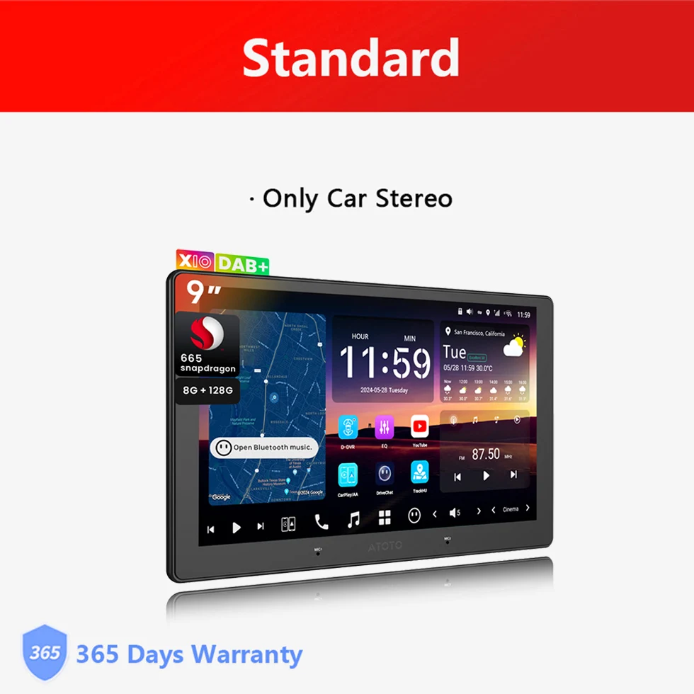 9 inch DAB Android autoradio dubbel 2 Din, AI Agent spraakassistent, LiveView externe camera bewaking parkeerhulp, 4G LTE Bluetooth stereo CarPlay scherm 2Din X10 Atotozone