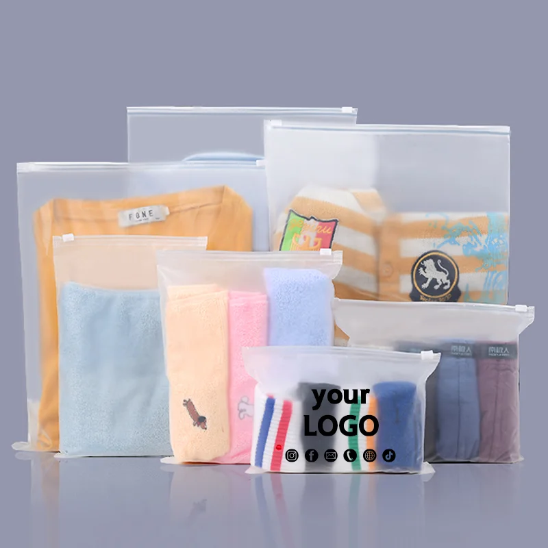 Customized logo clothing packaging bag frosted zipper bag T-shirt swimsuit storage bag corporate product packaging printing logo